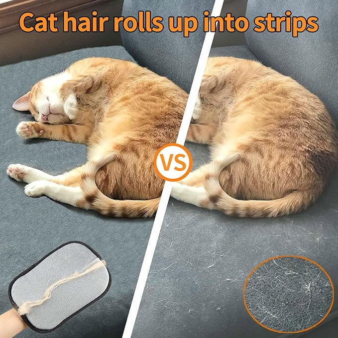 2 Pcs Electrostatic Gloves Pet Hair Removal,Reusable Pet Cat Dog Hair Removal Grooming Gloves Brush Tool