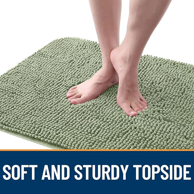 OLANLY Dog Door Mat Set 4-Piece 24x16, Absorbs Moisture and Dirt, Absorbent Non-Slip Washable Doormat, Quick Dry Chenille Mud Mat for Dogs, Entry Indoor Entryway Carpet for Inside Floor, Sage Green