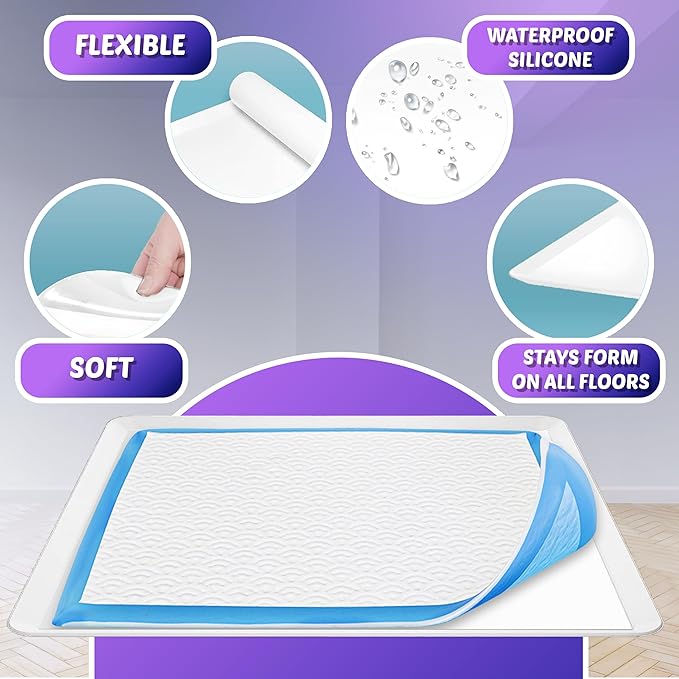 TidyFriend Dog Pee Pad Holder Tray Fits for 27.5” x 44” Wee Wee Pee Pads - Stable Grip, Raised Edges, Quick-Wipe Silicone Surface Dog Potty Tray Holder for Indoor Flooring Protection (White)