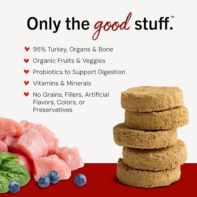 Stella & Chewy's Freeze-Dried Raw Dinner Patties - Turkey Recipe - High Protein Grain-Free Puppy & Dog Food - Perfect For Picky Eaters - 5.5 oz