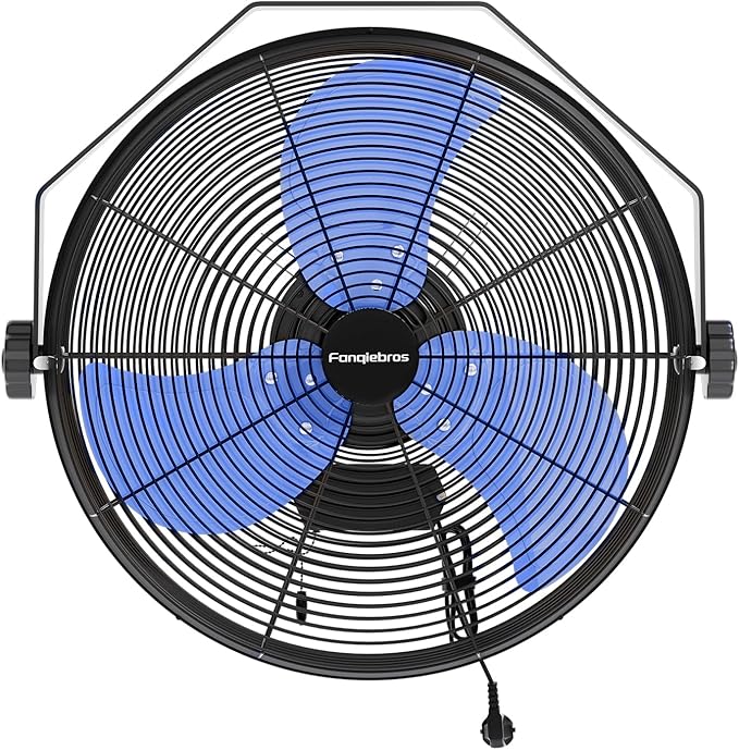 4580 CFM 18 inch High Velocity Wall Mounted Fan, 3-Speed Metal Fan with Sealed Motor, 360 Degree Tliting Heavy Duty Wall Fan for Patio, Barn, Garage, and Gazebo - UL listed