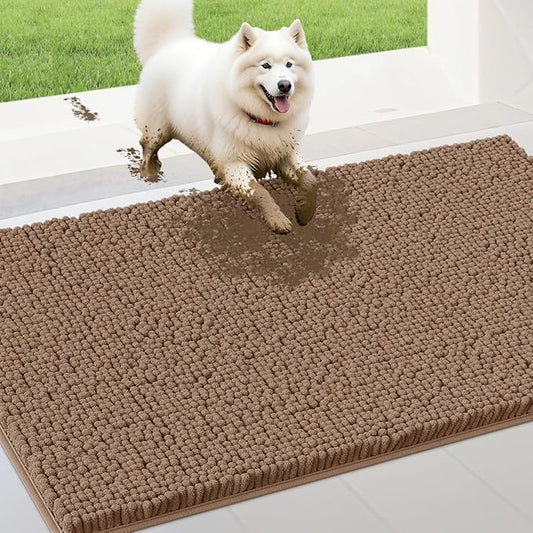 IM HOME 48" x 38" Camel Dog Door Mats for Muddy Paws, Chenille Absorbent Dog Mat, Non Slip Heavy Mud Mat for Dogs, Soft Pet Bed Mat for Entryway, Mud Paws, Inside Floor