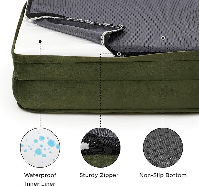 Bedsure XL Orthopedic Dog Bed for Extra Large Dogs - Washable XLarge Dog Cat Bed Waterproof, Comfort Dogs Couch Sofa with Washable Removable Cover, Pet Bed with Nonskid Bottom, Moss Green, 42"