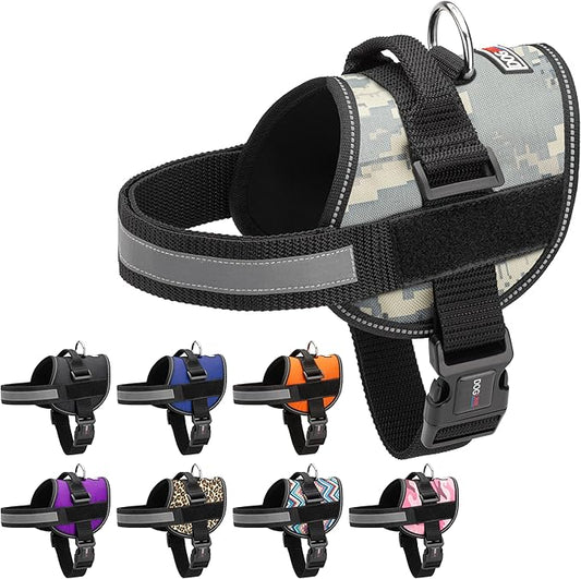 Dogline Dog Harness, Reflective No-Pull Adjustable Vest with Handle for Walking, Training, Breathable, No - Choke Harness for Small, Medium or Large Dogs Room for Patches Girth 27 to 34 in Urban Camo