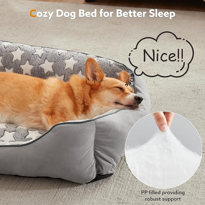 SIWA MARY Rectangle Dog Bed for Medium Large Dogs, Calming Dogs Bed Large Size, Orthopedic Dog Sofa Bed, Warming Soft Calming Sleeping Puppy Bed, Pet Bed with Anti-Slip Bottom, M(30"x24"x9")