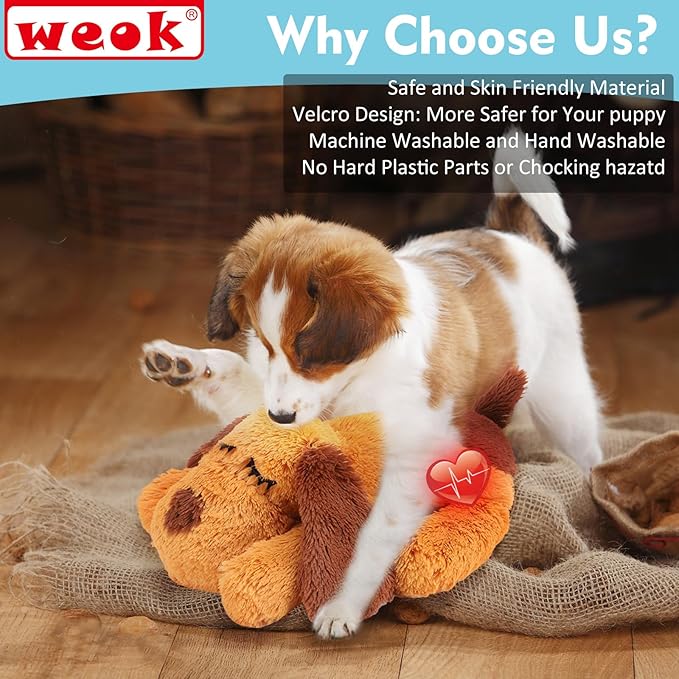 Heartbeat Puppy Toy, Comfort Cuddler Pillow, Dog Anxiety Relief Calming Aid,Heartbeat Stuffed Toy for Dogs,Puppy Heartbeat Toy Sleep Aid,Dog Heartbeat Toy for Pet