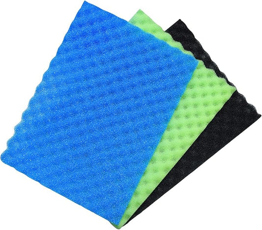 Aquarium Filter Media Bio Sponge Pad 16 x 12 x 1 inch, Fish Pond Foam Filter 20/30/40 ppi Set 3