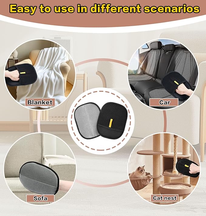 Pet Hair Remover Gloves, Reusable Electrostatic Cat Dog Pet Hair Removal Glove, Whashable Static Cat Grooming Gloves for Furniture, Carpet, Couch, Car Seat