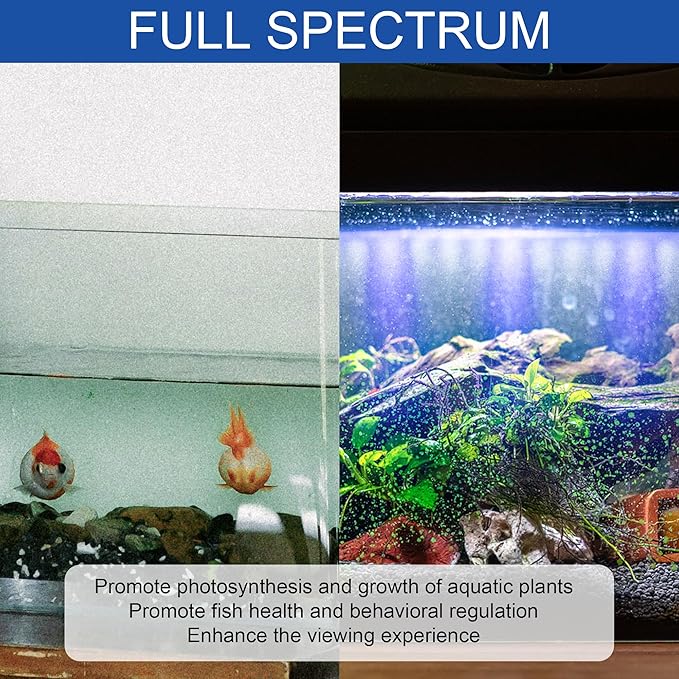 Led Aquarium Light, Full Spectrum Fish Tank Lights, 40 Gallon Freshwater Fishtank Hood Lighting for Grow Fish, Plants, Adjustable from 30 to 36 Inch