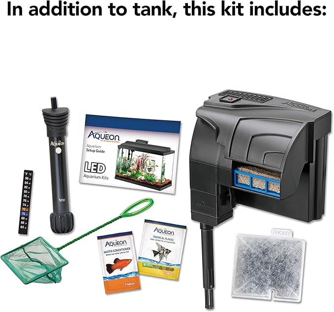 Aqueon Aquarium Fish Tank Starter Kit with LED Lighting 10 Gallon Fish Tank