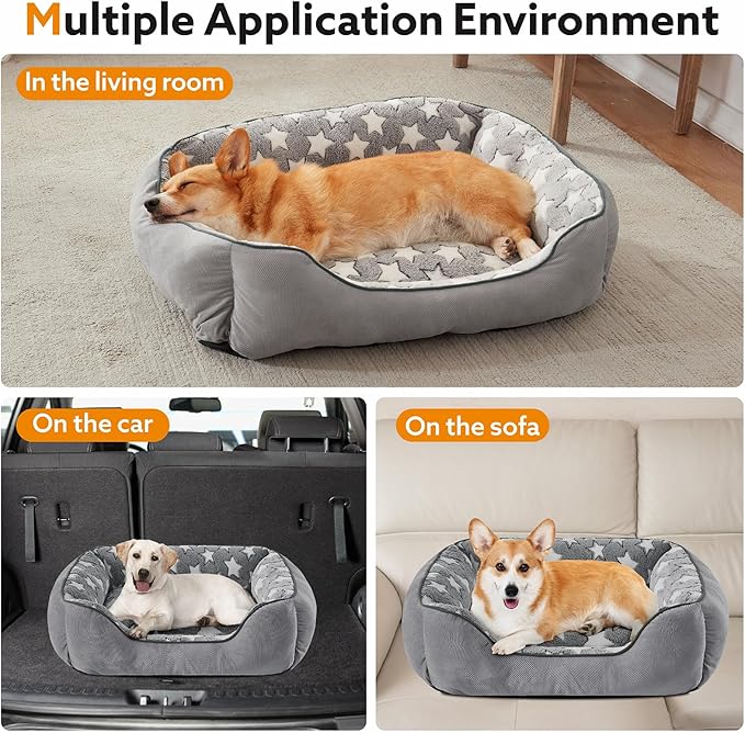 SIWA MARY Rectangle Dog Bed for Medium Large Dogs, Calming Dogs Bed Large Size, Orthopedic Dog Sofa Bed, Warming Soft Calming Sleeping Puppy Bed, Pet Bed with Anti-Slip Bottom, M(30"x24"x9")