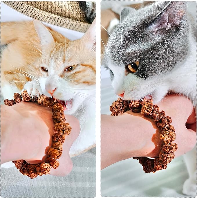Natural Silvervine Gall Fruit Cat-Attracting Bracelet,Interactive Cat Toy for Relaxing and Teething, Catnip Alternative (Small Gall Fruit)