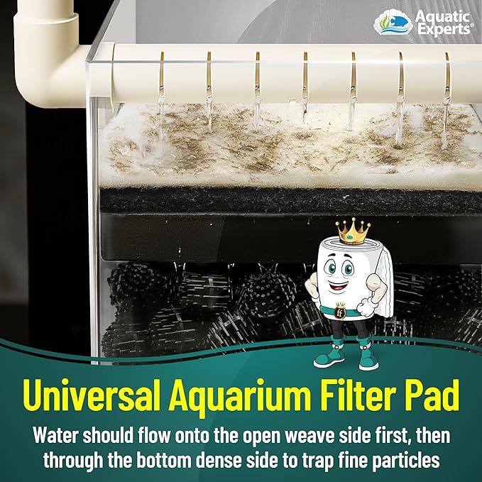 Aquatic Experts Aquarium Filter Floss for Fish Tank Filters - FilterFirst Aquarium Filter Pad - Media Roll for Crystal Clear Water, 3/4" - 1" Thick (12 Inch Wide, 12 Feet Long)