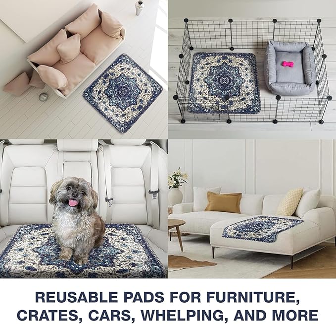 Washable Pee Pads for Dogs - Super Absorbent Reusable Puppy Training Pads - 100% Waterproof, Leak-Proof & Non-Slip Whelping Pads for Pet Housebreaking