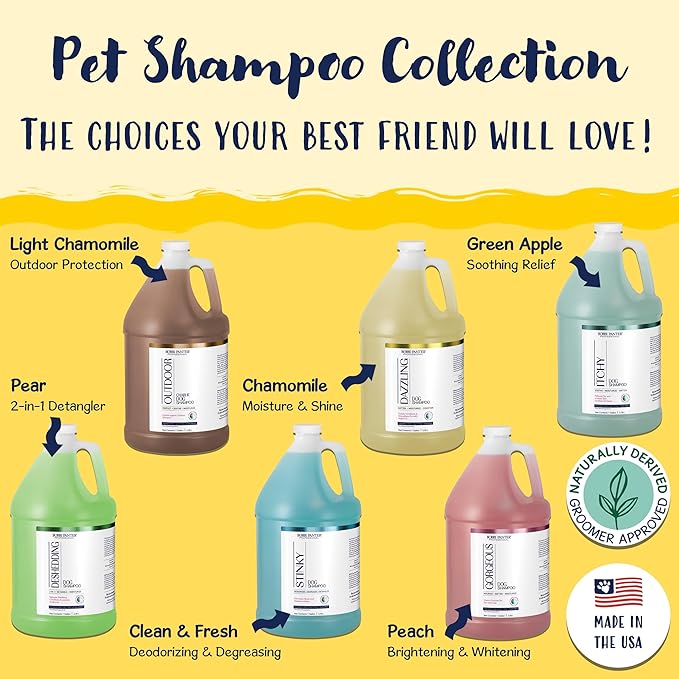 Bobbi Panter Dog Shampoo and Conditioner - Made in USA - All Natural 2-in-1 Formula for Nourish, Detangle & Reduce Shedding - Concentrated 10:1 for Professional Groomers - Pear Scent, 1 Gallon