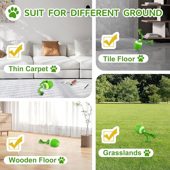 Interactive Dog Toys - [2025 Newly Upgraded] Motion Activated Ball for Small/Medium/Large Dogs, Automatic Moving Dog Toy Wicked Ball for Boredom & Training, Music, USB Rechargeable (Green)