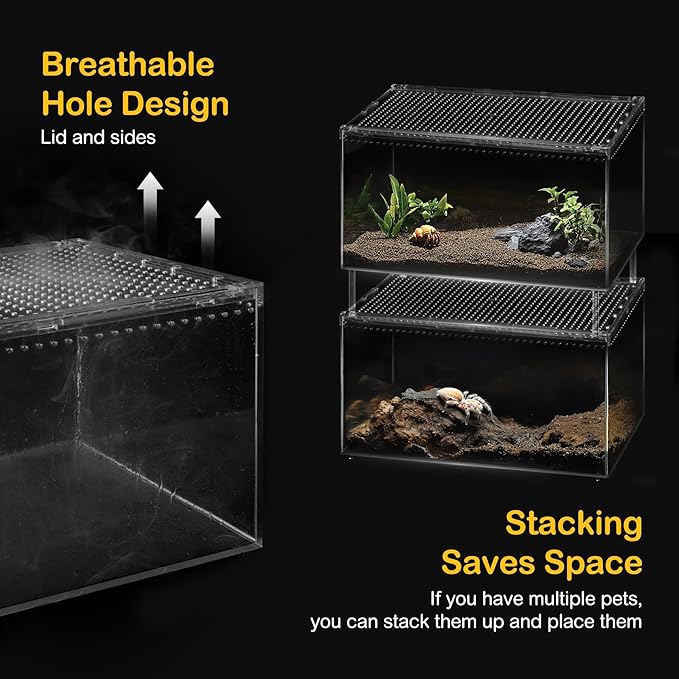 Reptile PC Terrarium,Spider Tank Starter Kit, Leopard Gecko Container,Tarantula Cage, Hermit Crab Habitat,Lizard Enclosure,Insect Housing,Jumping Spider Enclosure,Small Bearded Dragon Vivarium
