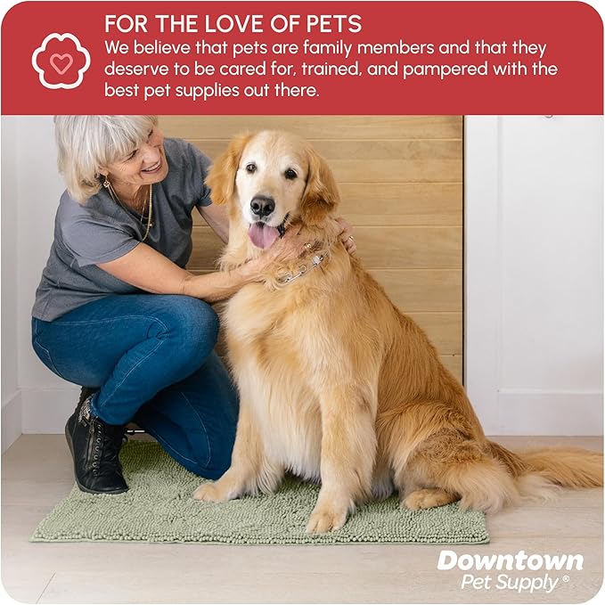 My Doggy Place Microfiber Dog Mat for Muddy Paws, 36" x 26" Oatmeal - Absorbent and Quick-Drying Dog Paw Cleaning Mat, Washer and Dryer Safe - Non-Slip Rubber Backed Dog Floor Mat, Large