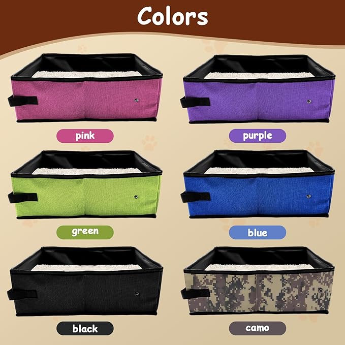 Portable Litter Box for Cats, Folding Cat Travel Litter Box Waterproof, 15.75 * 11.82 * 3.94 Inches, Traveling & Camping Cat Supplies