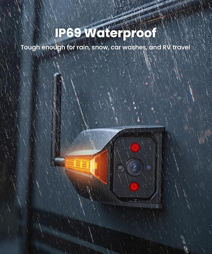 AUTO-VOX RV Backup Camera Wireless System: Left/Right Side Cameras, Adjustable Angle with IR Night Vision, IP69K Waterproof, Works Only with WF1, for Class A/B/C Motorhome, 5th Wheel, Travel Trailer
