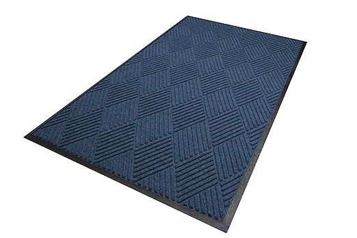 WaterHog Diamond-Pattern Commercial Grade Entrance Mat, Indoor/Outdoor Floor Mat 3' Length x 2' Width, Navy by M+A Matting