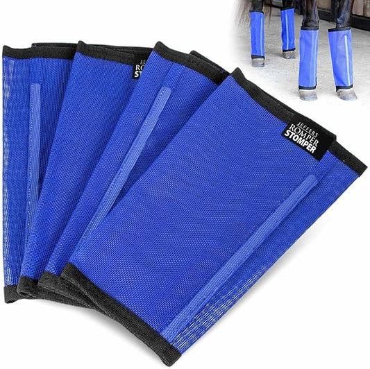 Jeffers Romper Stomper Fly Boots for Horses - Grey, Large – Breathable Mesh Leg Wraps for Insect Protection, Stable Accessories for Summer Turnout, Ride Gear, Horse Hoof & Leg Care - 4 Pack