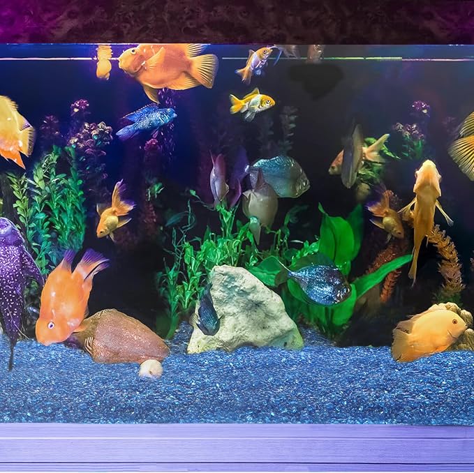 Lawei 5LB Fish Tank Gravel, Polished Small Aquarium Substrate Gravel Sand, Blue Sea Glass Beads for Vases, Irregular Decorative Pebbles Stones for Aquarium, Garden, Vase Fillers, Succulent Plants