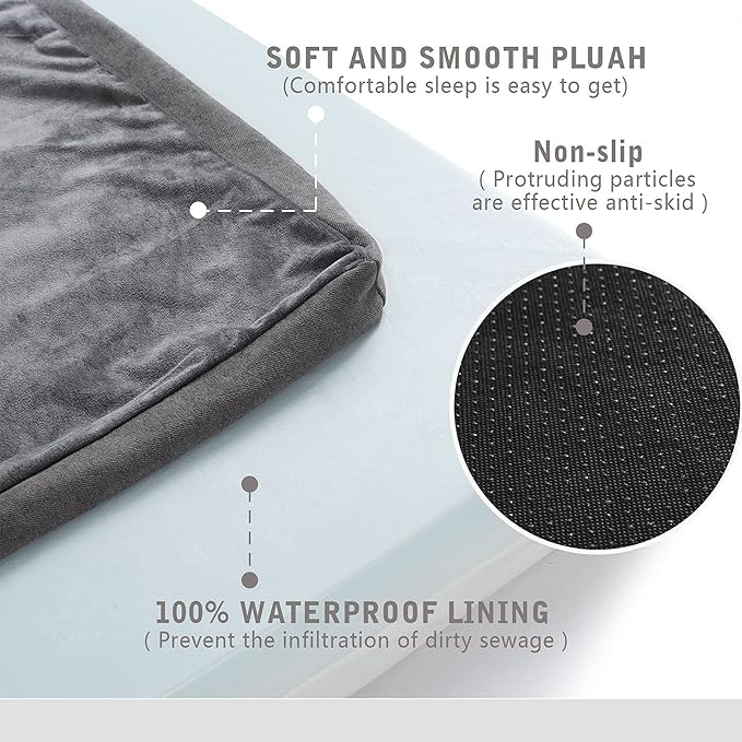 Orthopedic Memory Foam Dog Bed, Cooling Dog Beds Waterproof Pet Bed for Crate with Removable Washable Cover, L(35inch,65Lbs)