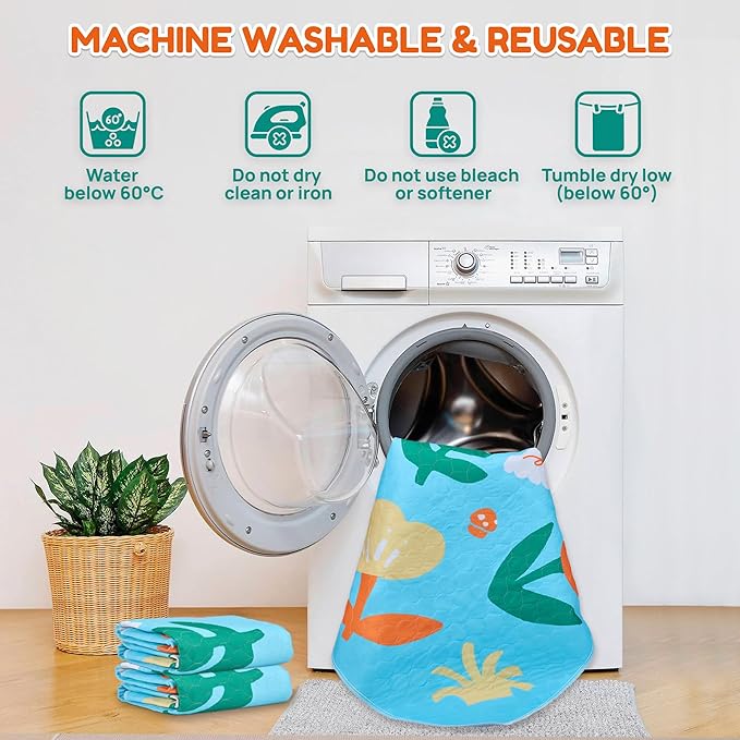 BurgeonNest Washable Pee Pads for Dogs, 2 Pack 36''x48'' Super Absorbent, Leakproof & Non-Slip Reusable Potty Pads for Puppy Playpen, Crate, Whelping Box, Potty Training, Blue