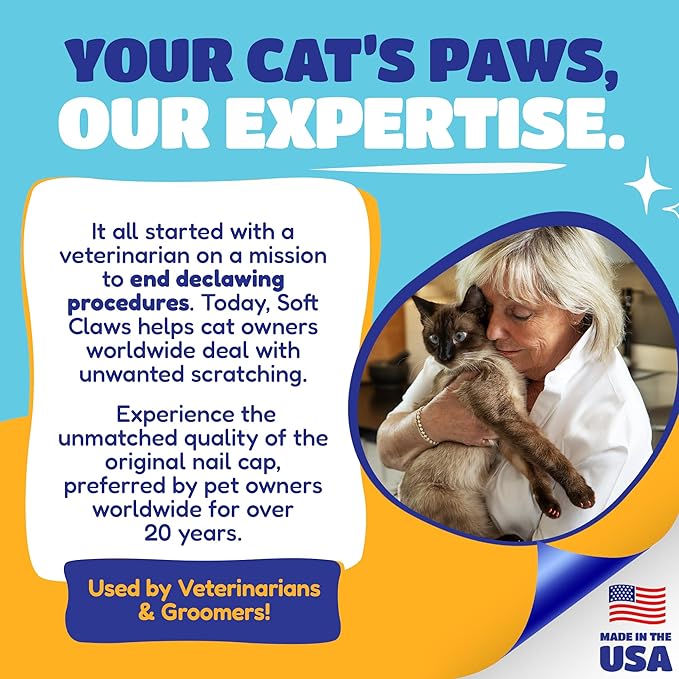 Soft Claws Cat Nail Caps for Large Cats – (40 Caps, Black & Gold) - Made in USA - Veterinarian-Developed | Protects Furniture & Skin - Easy to Apply, Long-Lasting Anti-Scratch Soft Cat Claw Covers