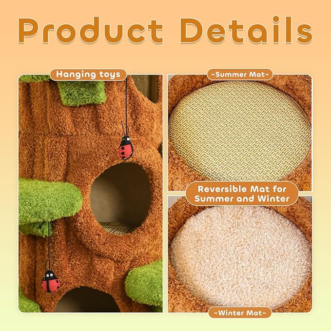 90.5'' Luxury Cat Tree for Indoor Cats, All-in-One Tall Cat Tower with Scratching Post, Multi-Level House, Wood Condo for Multi-Cat Families (Green)