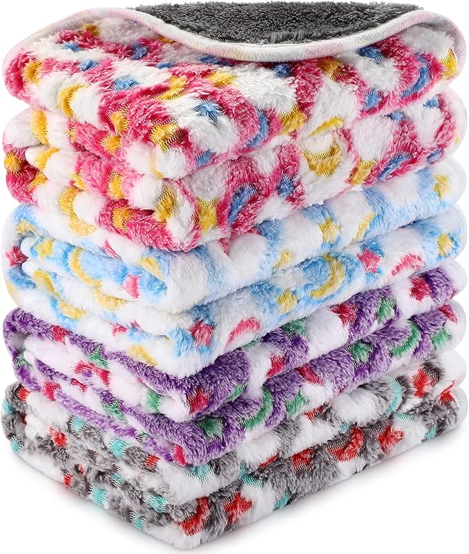 Reginary 4 Pcs Waterproof Guinea Pig Blankets Washable Small Animal Fleece Bedding Absorbent Guinea Pig Cage Liners Reusable Pet Pee Pad Sleep Mat for Hamster Ferret(Moon Star Pattern,24 x 16 Inch)