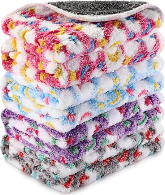 Reginary 4 Pcs Waterproof Guinea Pig Blankets Washable Small Animal Fleece Bedding Absorbent Guinea Pig Cage Liners Reusable Pet Pee Pad Sleep Mat for Hamster Ferret(Moon Star Pattern,24 x 16 Inch)