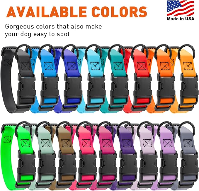 Dogline Biothane Waterproof Dog Collar with Quick Release Buckle Strong Coated Nylon Webbing with Odor- Proof for Easy Care Easy to Clean Fits Small Medium or Large Dogs, Pink 3/4" W 12-19" L