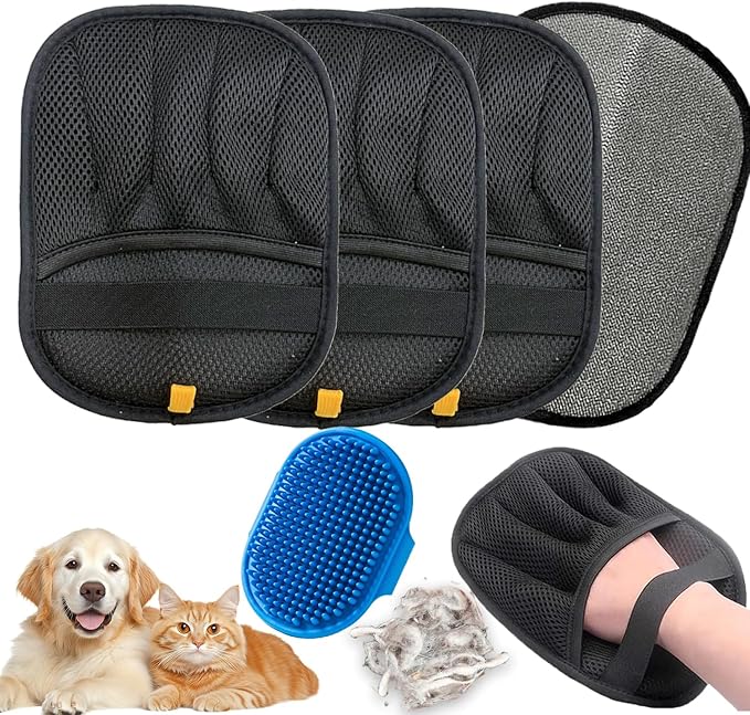 3 Packs Pet Hair Removal Glove,Pet Hair Remover for Cat & Dog,New Upgraded Electrostatic Gloves Pet Hair,Reusable Electro Static Pet Hair Remover Electrostatic Gloves for Furniture,Couch (3 Packs)