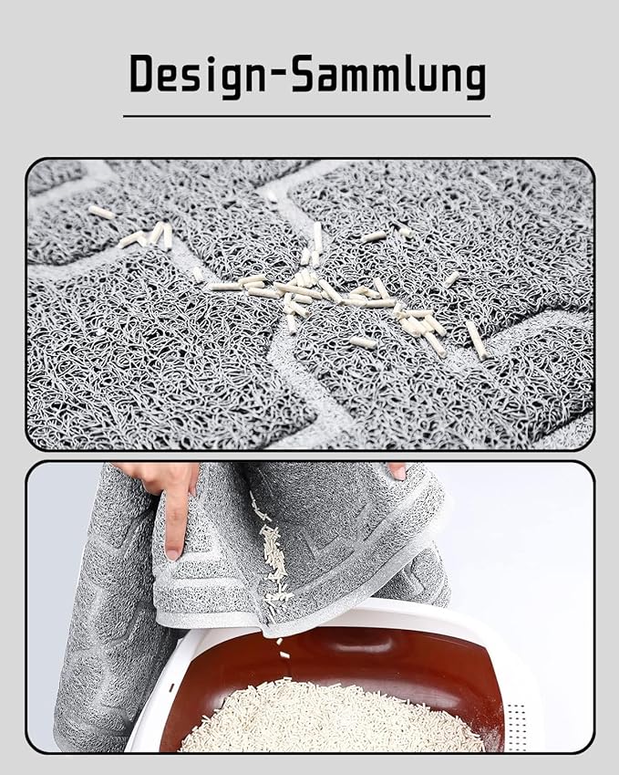 Yimobra Cat Litter Mat, 35.4"x23.6" Litter Box Mat with Litter Lock Mesh, Soft Cat Litter Mat Litter Trapping Mat, Easy to Clean, Non-Slip, Water Resistant, Litter Free Floors, Grey