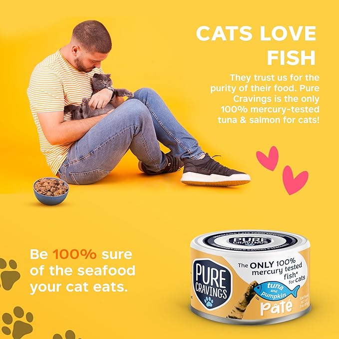 Tuna and Pumpkin Pate, Canned Wet Cat Food, 100% Mercury-Tested, Moist Can Fish, Grain-Free Protein, Non-GMO, 12 Pack
