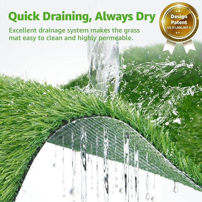 Dog Grass Large Potty Patch, Dog Litter Boxes Artificial Grass Bathroom Turf for Pet Training, Washable Puppy Pee Pad, Perfect Indoor/Outdoor Portable Potty Pet Loo (Potty system-47.6"x29.2")