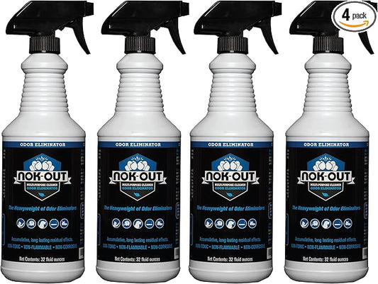 NOK OUT Odor Remover, Pet Deodorizer and Cleaning Spray, Made in the USA, 32 Fluid Ounce Spray, 4-Pack
