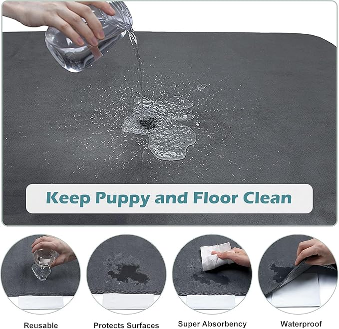 INVENHO Washable Pee Pads for Dogs 65"x48" Reusable Dog Pads Large Upgrade Non-Slip Dog Pee Pads Heavy Absorbency Puppy Pee Pads Quick Dry Whelping Pads/Waterproof Puppy Training Pad