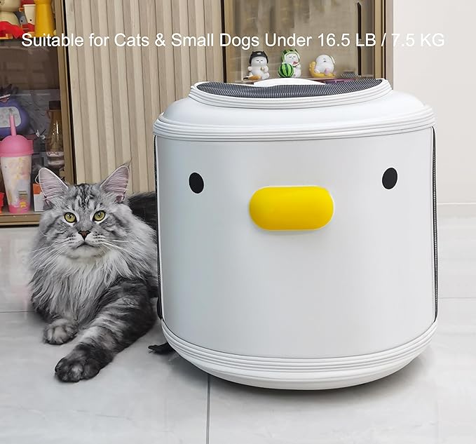 PURROOM Cat Carrier Backpack, Pet Backpacks for Carrying Small Dogs, Cute Design. Upper Cover & Side Ventilation Soft Mesh & Safety Straps. Used for Travel, Hiking, Car, Go to Vet, Outdoor.