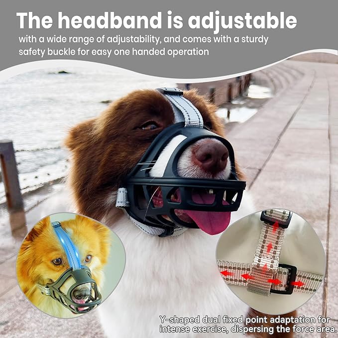 Dog Muzzle, Basket Muzzle for Small Medium Large Dogs, Anti-Biting and Chewing, Lightweight & Sturdy Cage Design, Allows Panting & Drinking, Ideal for Grooming & Training(Black Size M)