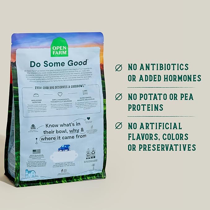 Open Farm Goodbowl, Oven-Baked Small Batch Dry Dog Food - Grass-Fed Beef & Brown Rice Recipe, Includes Non-GMO Produce & Grains, 22lb Bag (352oz Bag)