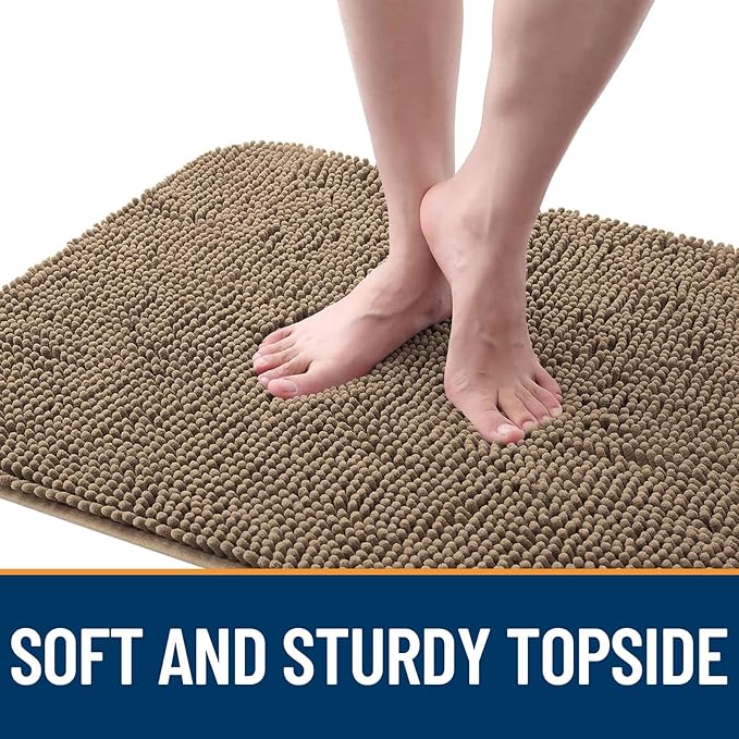 OLANLY Dog Door Mat for Muddy Paws 70x32, Absorbs Moisture and Dirt, Absorbent Non-Slip Washable Doormat, Quick Dry Chenille Mud Mat for Dogs, Entry Indoor Entryway Carpet for Inside Floor, Tan