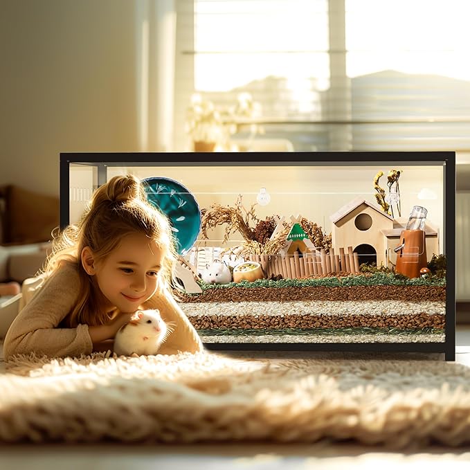 BUCATSTATE Hamster Cage Metal 2.0 - Small Animal Habitats Large Stackable with Top Access Easy Assemble 39.3L*19.7W*20.6H Inches Dwarf Syrian Hamster House for Guinea Pig, Gerbil (774sq inch Black)