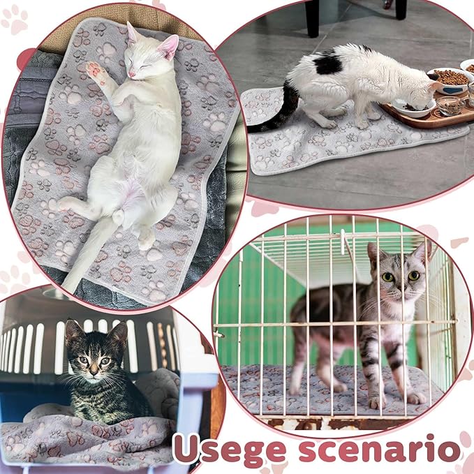 Reginary 4 Pcs Waterproof Guinea Pig Blankets Washable Small Animal Fleece Bedding Absorbent Guinea Pig Cage Liners Reusable Pet Pee Pad Sleep Mat for Hamster Ferret(Adorable Paw,24 x 16 Inch)