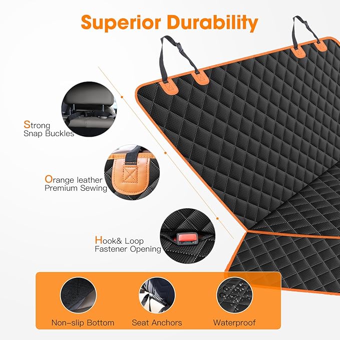 MIXJOY Truck Back Seat Cover for Dogs, Waterproof Pet Seat Covers for Trucks, Dog Cover for Truck Back Seat, Nonslip Pet Bench Seat Cover for Ford F150 F250 F350/Chevrolet Silverado/GMC/Ram