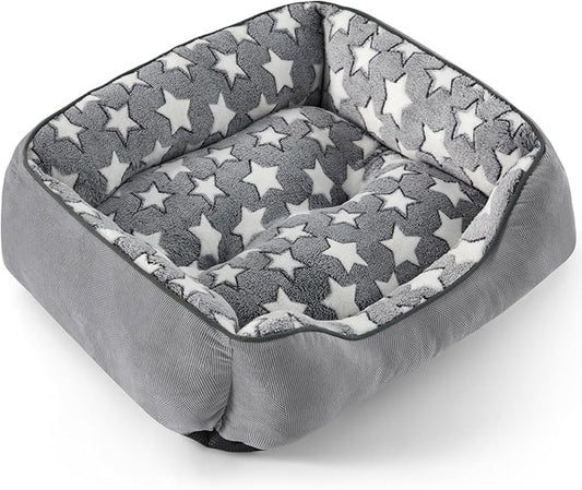 SIWA MARY Rectangle Dog Bed for Small Medium Dogs, Calming Dog Bed Medium Size Dog, Orthopedic Dog Sofa Bed, Warming Soft Calming Sleeping Puppy Bed, Pet Bed with Anti-Slip Bottom, S Plus(25"x21"x8")