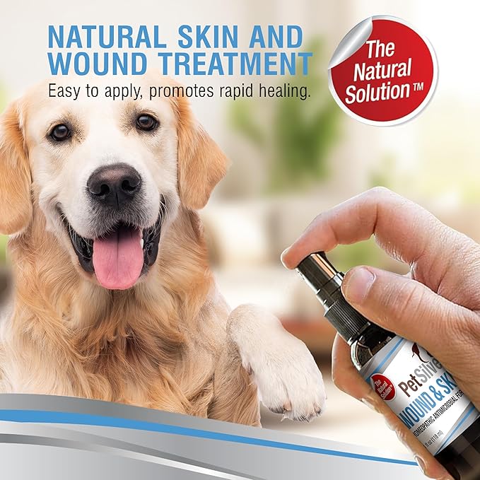PetSilver Wound & Skin Spray - Dog Wound Spray, Hot Spot, Allergy Relief for Dogs, Itch Spray for Cats - Natural Skin Soother - Chelated Silver, Superior to Colloidal Silver - Made in USA - 4 fl oz