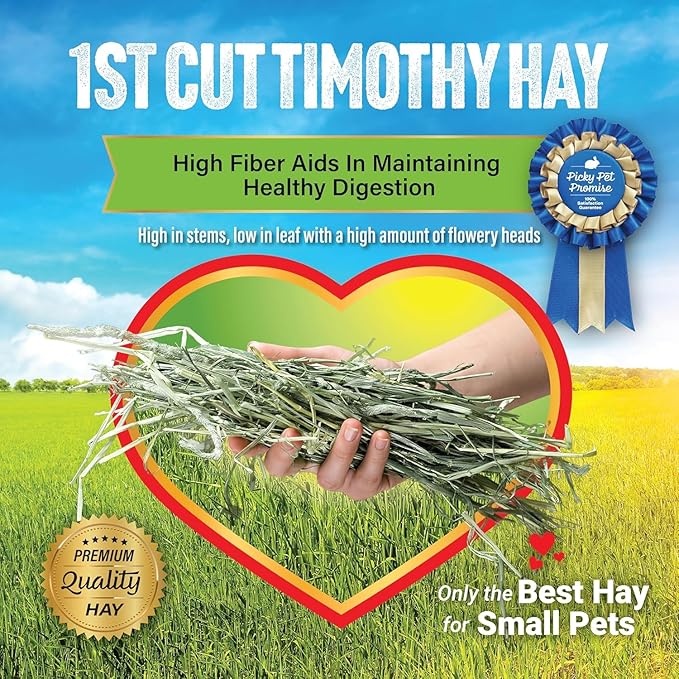 Small Pet Select 1st Cutting Timothy Hay, Animal Food for Guinea Pig, Rabbit, Hamster, Bunny, or Chinchilla, Natural Hay Grown in the USA, 5lb